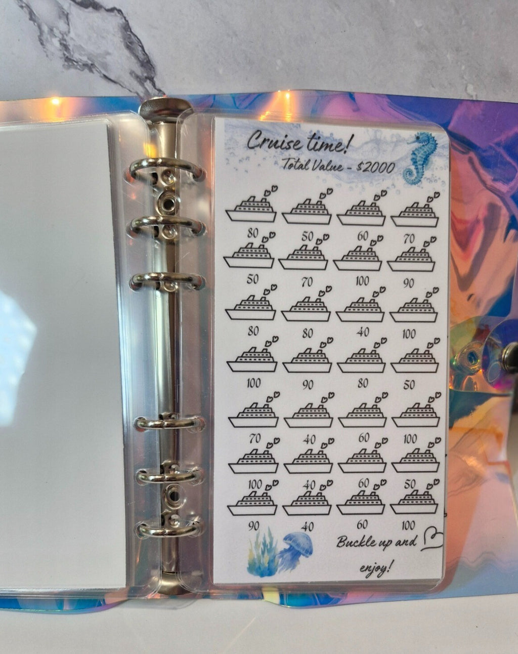 10k Travel fund binder bundle with built-in envelopes