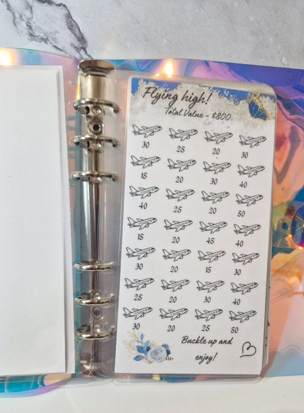 10k Travel fund binder bundle with built-in envelopes