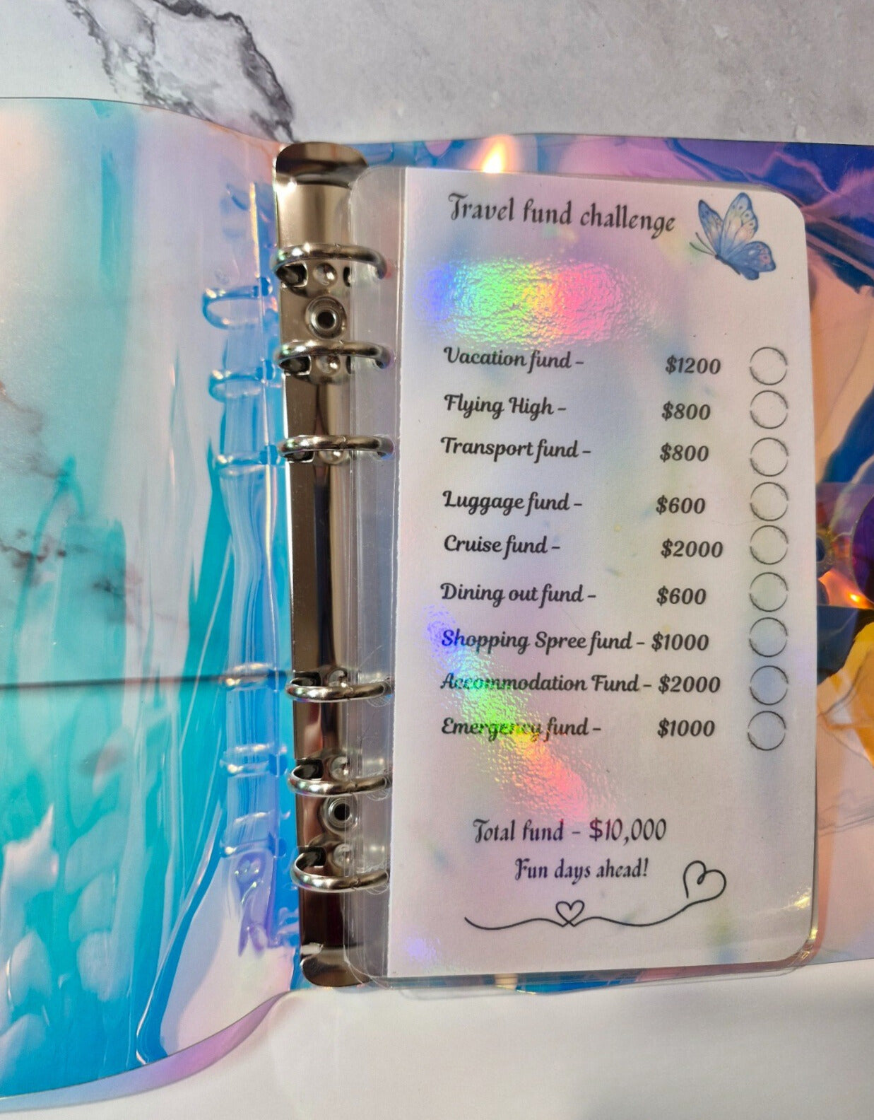 10k Travel fund binder bundle with built-in envelopes