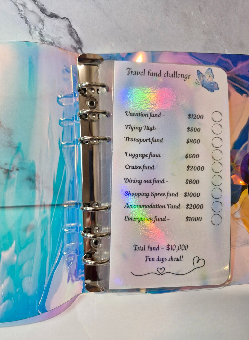 10k Travel fund binder bundle with built-in envelopes